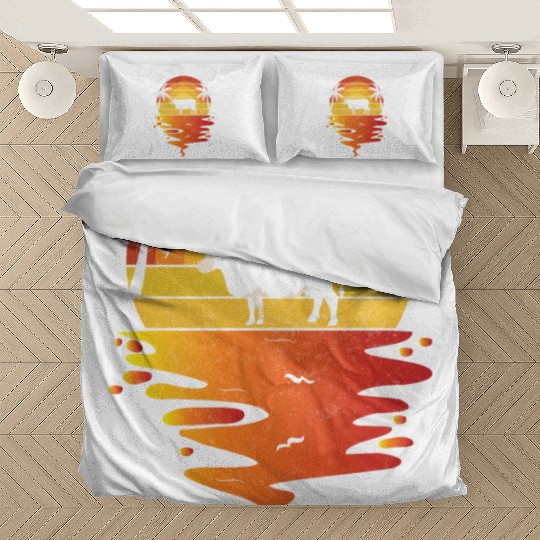 Sunset Cow and Palm Tree Scene Bedding Sets