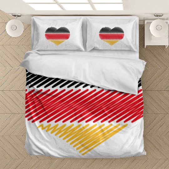 Heart - Black Red Gold (Germany / Flag / Scribble) Bedding Sets