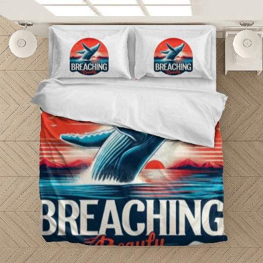 Retro Whale Breaching Ocean Bedding Sets