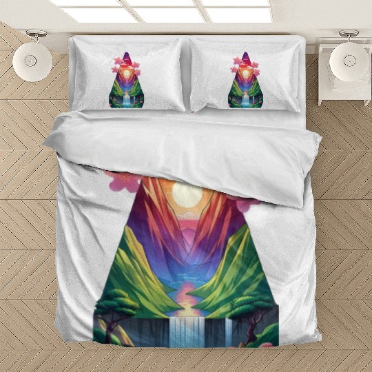 sunrise waterfall scenery Bedding Sets
