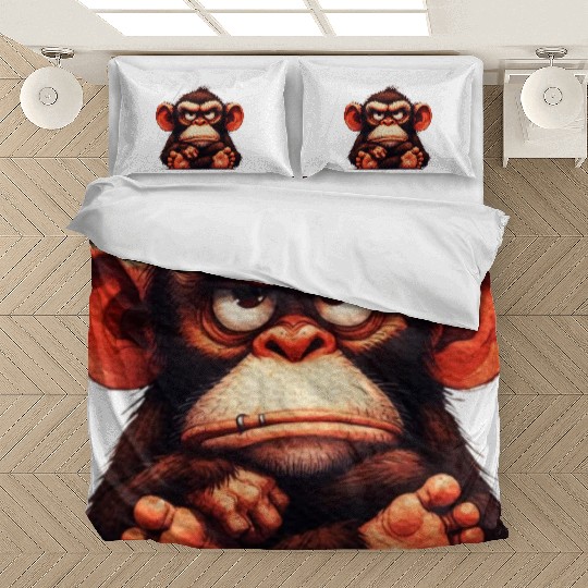 animals grumpy ape monkey Bedding Sets