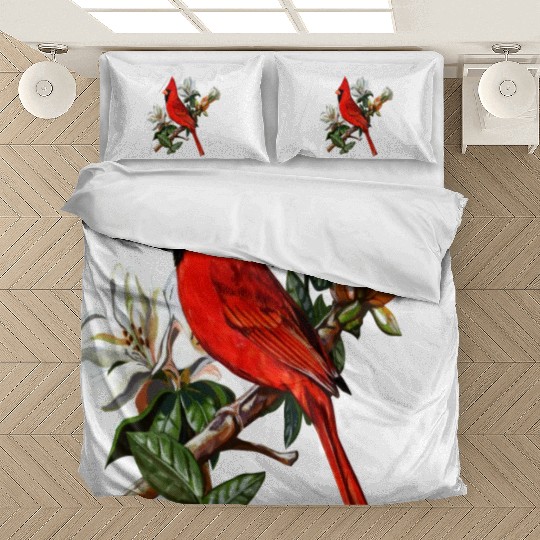 Northern Red Cardinal On A Branch Bedding Sets
