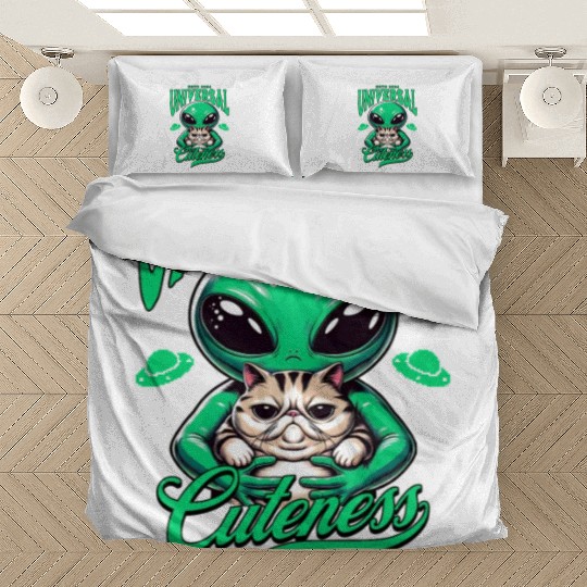 Intergalactic Cat and extraterrestrial Alien Bedding Sets