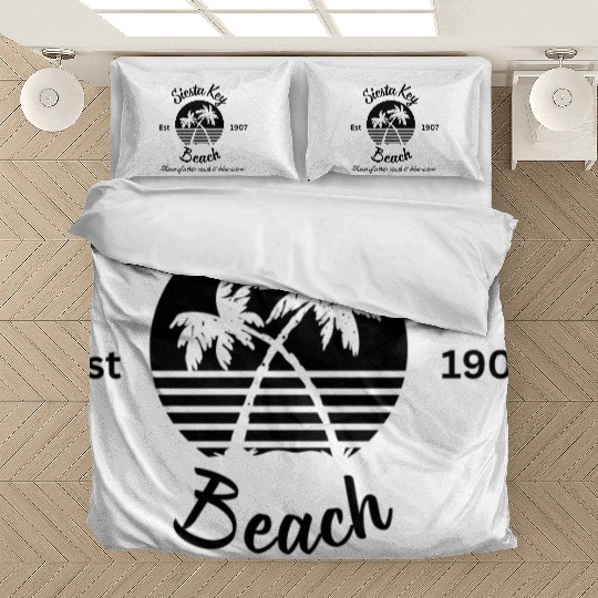 Siesta Key Beach, Florida Est 1907 - White Sands Bedding Sets