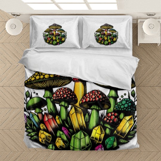 mushrooms and crystals Bedding Sets