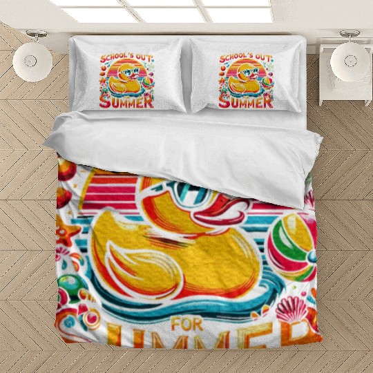 Schools Out For Summer Teacher Yellow Duck Bedding Sets