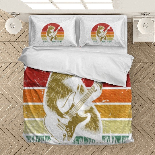 Capybara Playing Guitar Capybara Rock Music Bedding Sets