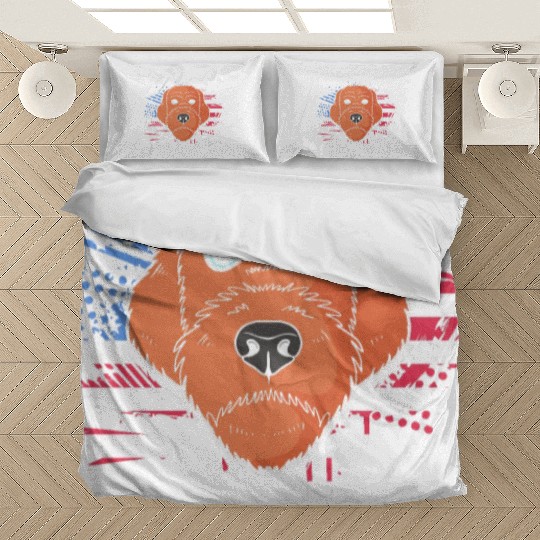 US Flag Wirehaired Pointing Griffon Patriotic Dog Bedding Sets