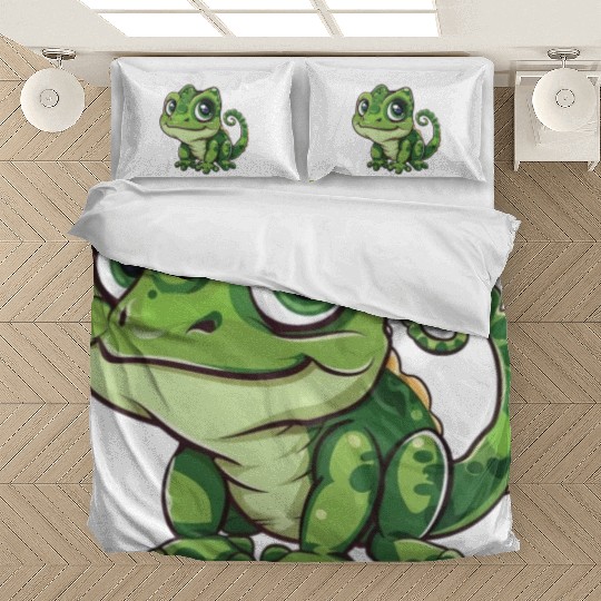Adorable Wide-Eyed Green Chameleon Bedding Sets