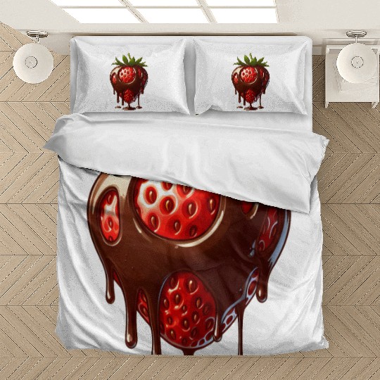 Strawberry chocolate delicious treat dessert Bedding Sets