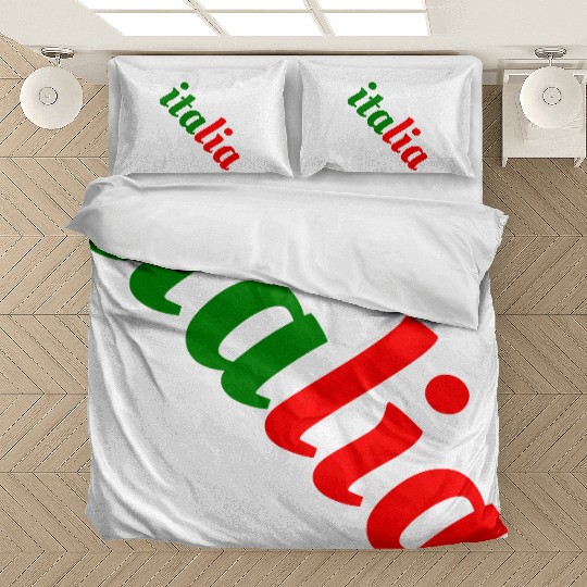 Vibrant Italian Flag Typography Bedding Sets