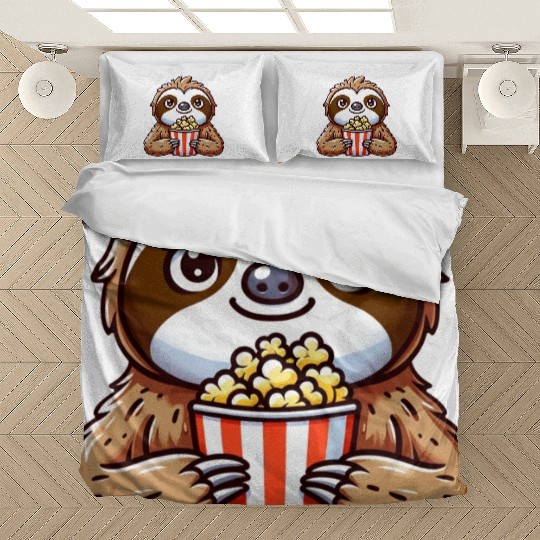 Funny sloth popcorn cinema movie Bedding Sets