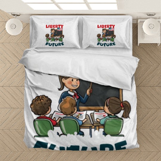 Patriotic Teacher Teaching Liberty Shaping Future Bedding Sets
