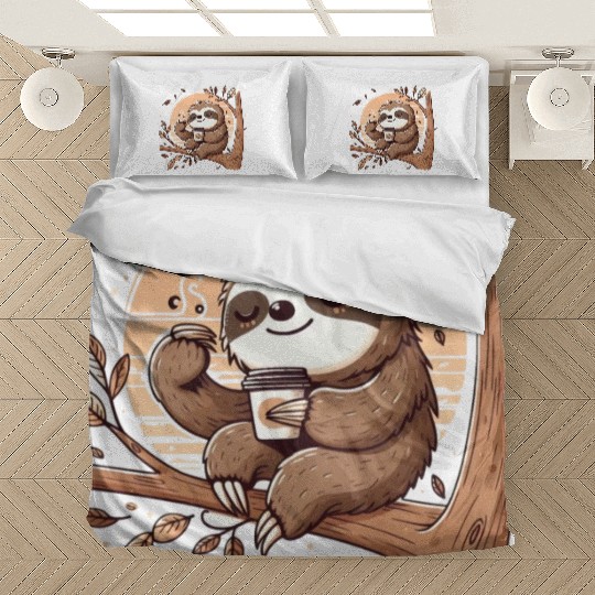 Sloth Drinking Coffee Bedding Sets