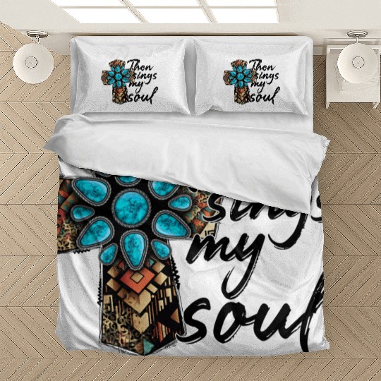 Turquoise Cross Western Aztec Art Bedding Sets