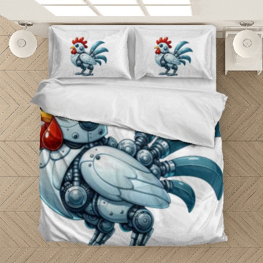 Chicken robot cyborg rooster mech hen Bedding Sets