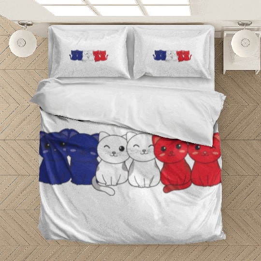French Flag Cat French France Bedding Sets