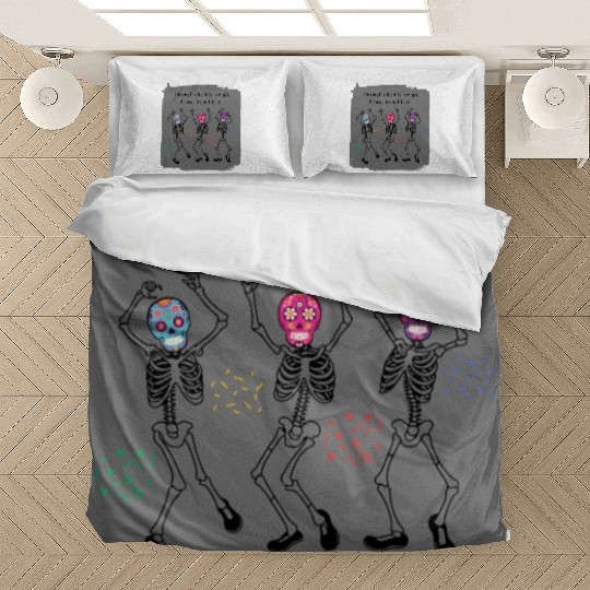 3 Best Friends Sugar Skull Skeleton 3 bff Trio Bedding Sets