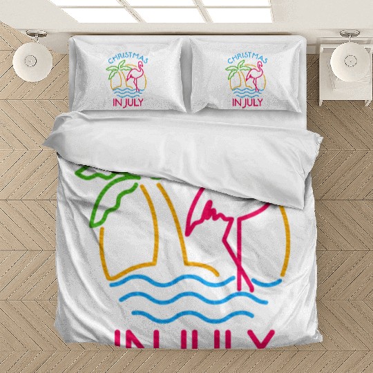 Christmas In July Pink Flamingo Bedding Sets