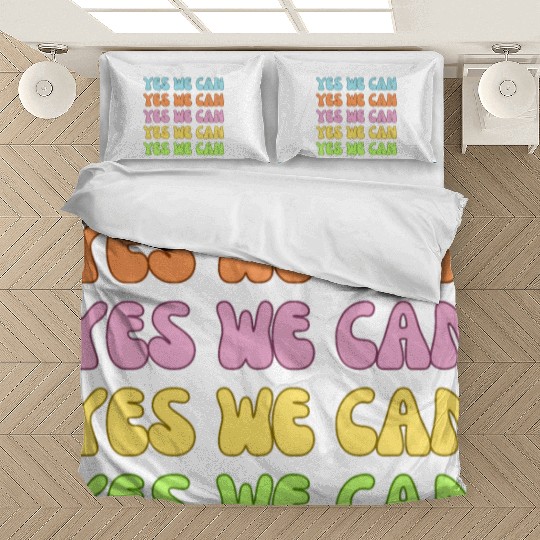 Retro YES WE Can Obama Protest Affirmation Bedding Sets