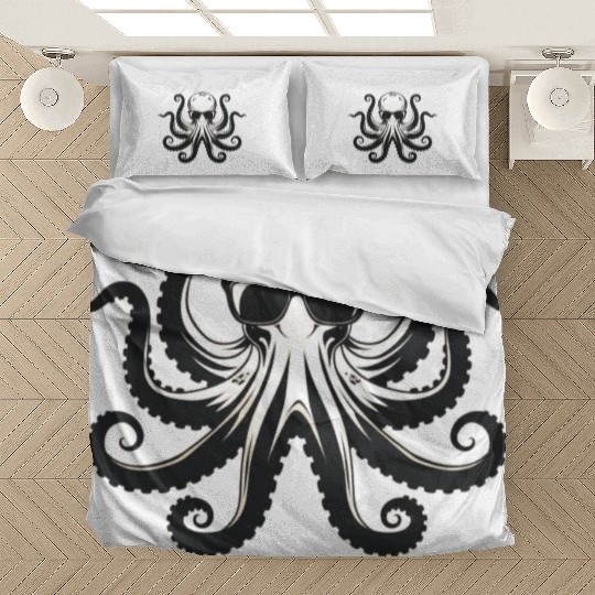 Minimalism Cool Octopus with Sunglasses Bedding Sets