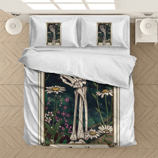 April Gothic Tarot Card - Daisy Flower & Skeleton' Bedding Sets
