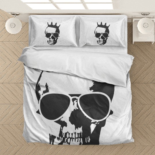 King Skull with shades Bedding Sets