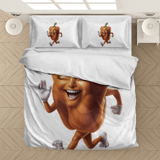 Orange Bell Pepper Running Realistic Bedding Sets