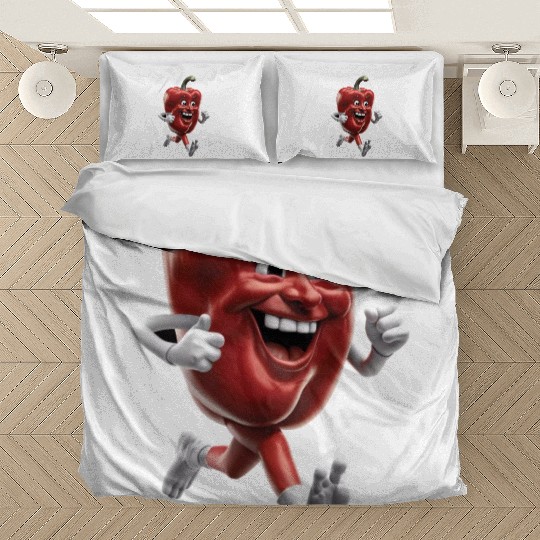 Red Bell Pepper Running Realistic Bedding Sets