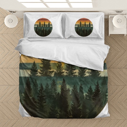 Sunset Forest Nature Outdoors Retro 80s Vibe 6 Bedding Sets