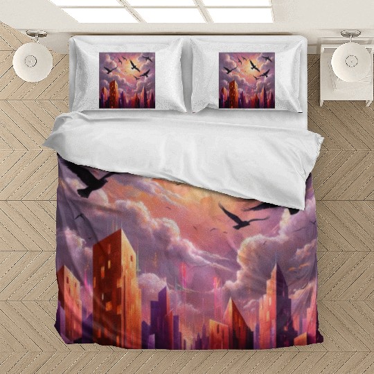 Geometric Twilight City Bedding Sets