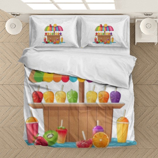 ice cream cart on the beach Bedding Sets