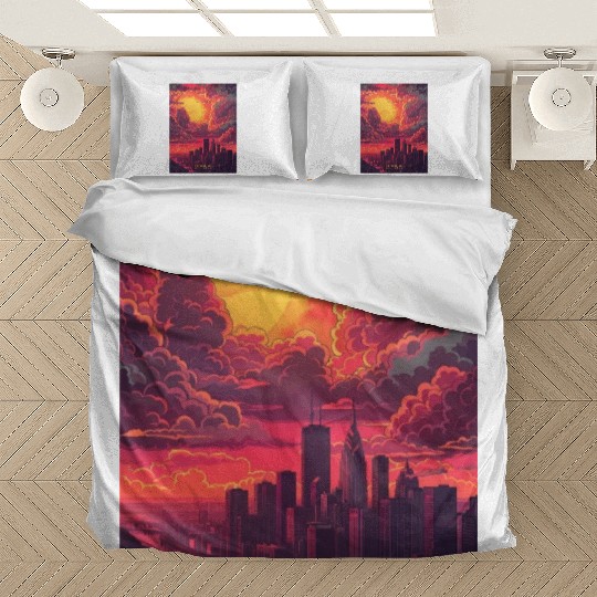 Beautiful View of Detroit MI Bedding Sets