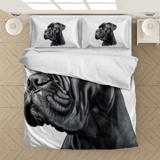 Black Cane Corso Dog Art Bedding Sets, Realistic Dog