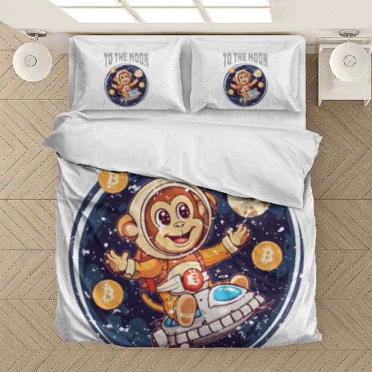 Cryptocurrency Bitcoin Ape To The Moon Bedding Sets