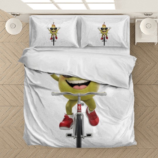 Pear Cycling On Bike Realistic Bedding Sets