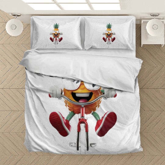 Pineapple Cycling On Bike Realistic Bedding Sets
