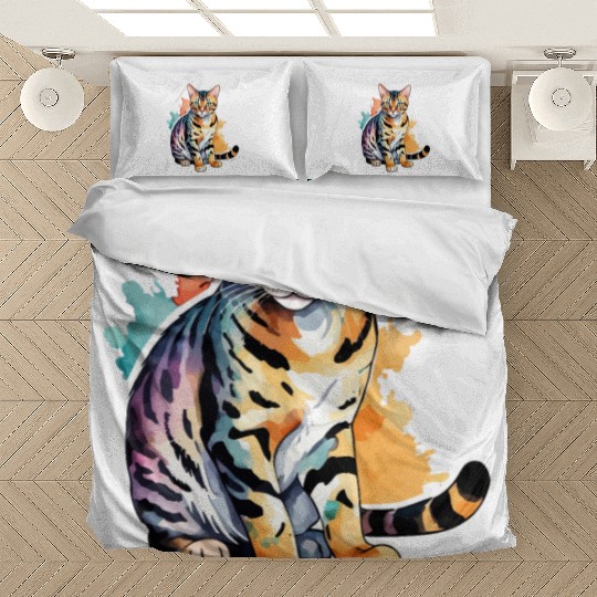 Leopard Cat Watercolor Bedding Sets