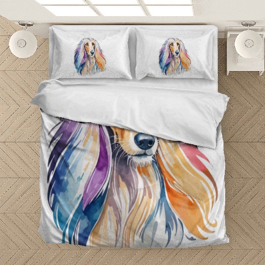 Afghan Hound Dog Watercolor Bedding Sets