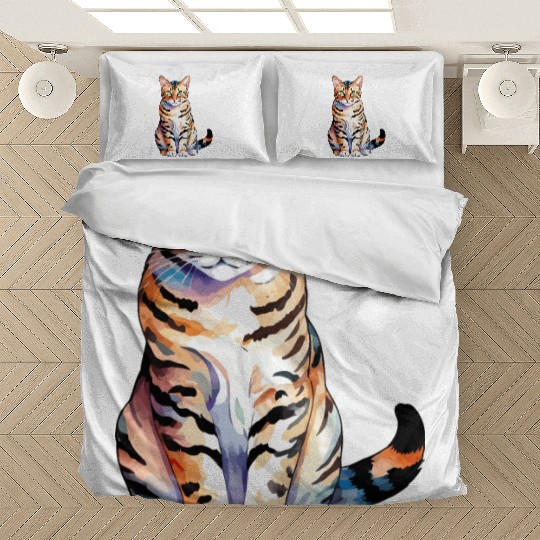 Leopard Cat Watercolor Bedding Sets