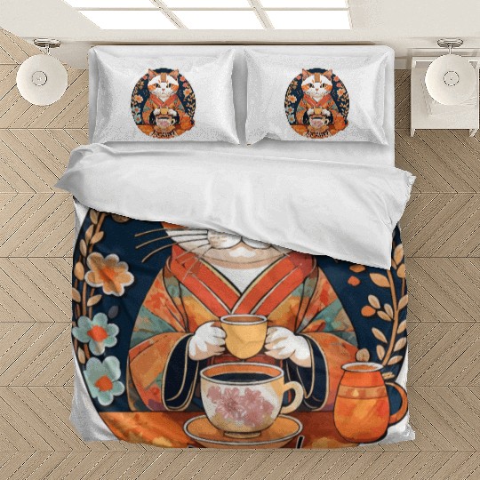 Tea ceremony tea ritual cat drinking tea Bedding Sets