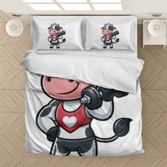 Cow fitness workout gym training bodybuilder Bedding Sets