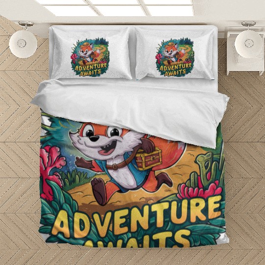 Adventure Awaits Fox Sticker – Playful Wilderness Bedding Sets