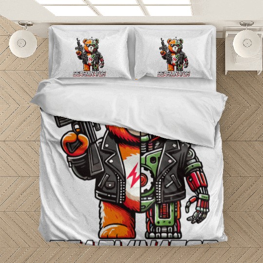 Bearminator Funny Cyborg Teddy Bear Design Bedding Sets