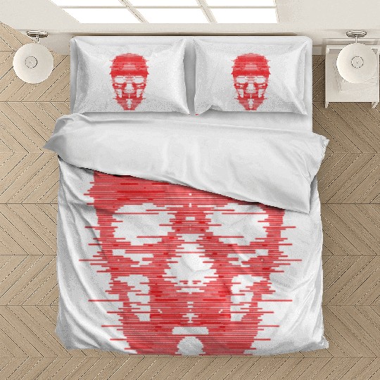 Red Skull Glitch Illustration Bedding Sets