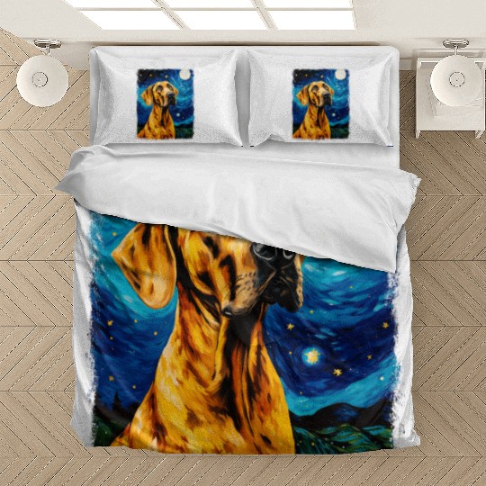 Great Dane Dog Starry Night Painting Bedding Sets