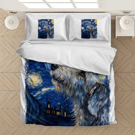 Irish Wolfhound Dog Starry Night Painting Bedding Sets