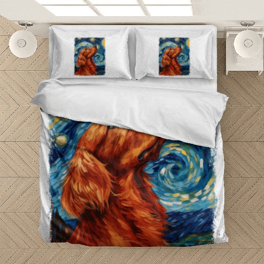 Irish Setter Dog Starry Night Painting Bedding Sets