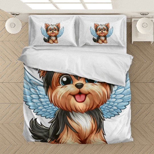 Cute Yorkshire Terrier with angel wings Bedding Sets