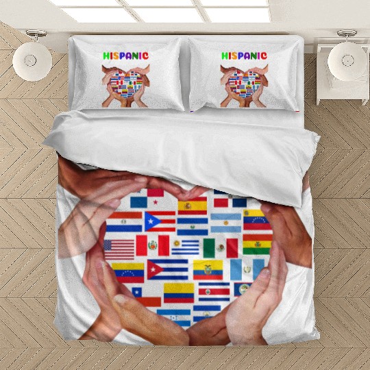Hispanic Heritage Month All Countries Heart Hands Bedding Sets